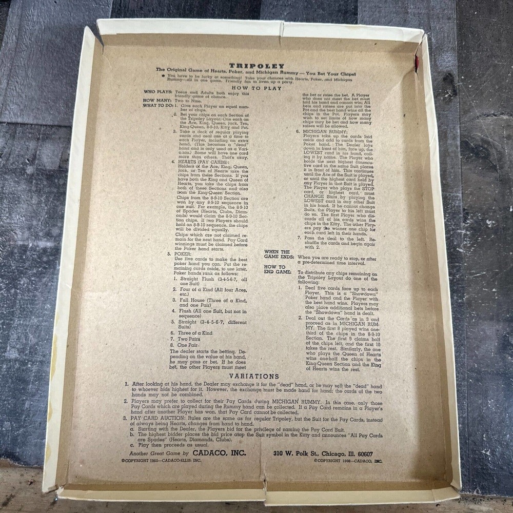 Tripoley Deluxe Edition No. 111 RUMMY PLAyING MAT only In Original Box 1969 - Picture 7 of 7